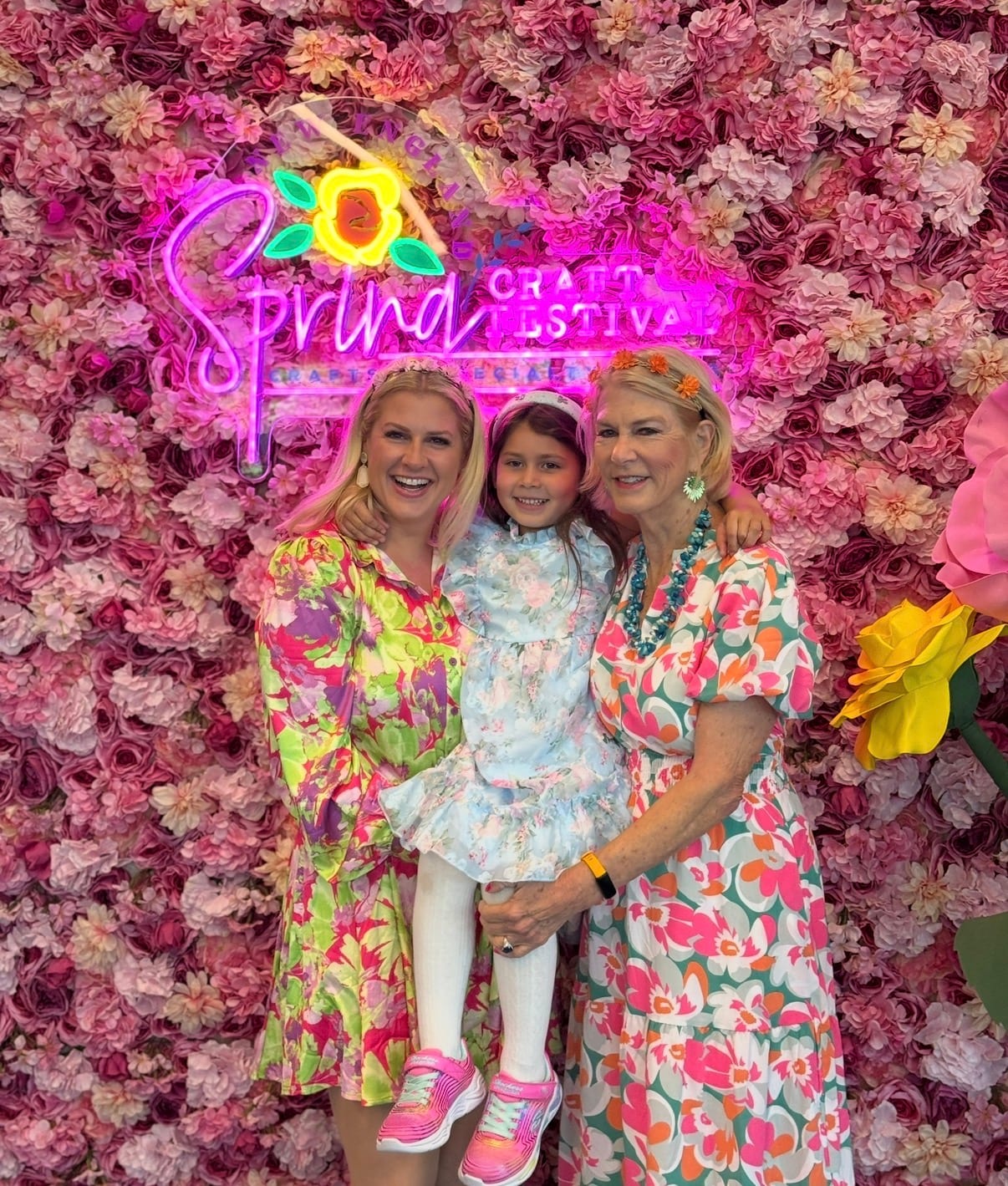 The flower wall photo backdrop at the New England Spring Craft Festival